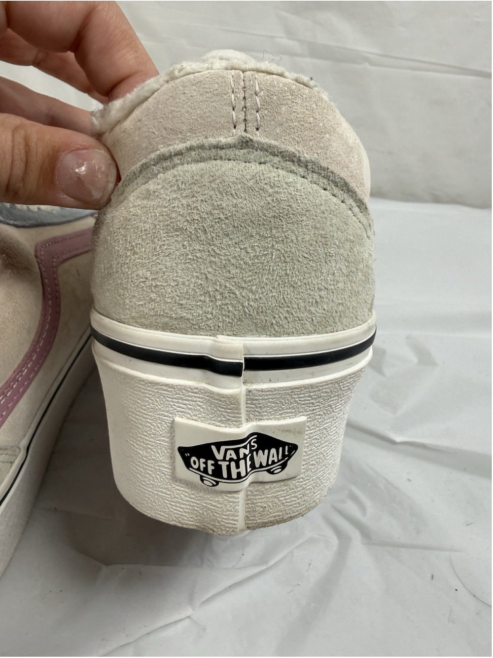 VANS Old Skool Sneakers Stackform Low Suede Sherpa White Blue size 8 - Picture 15 of 16